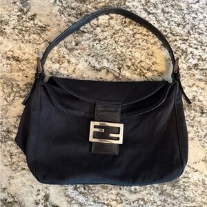 Fendi Baguette Black Neoprene with Silver